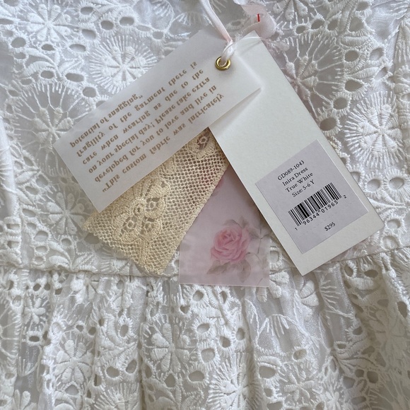 LoveShackFancy Bridal Girls White Eyelet Inira Dress Sz 5-6 years New with Tags - Picture 7 of 10